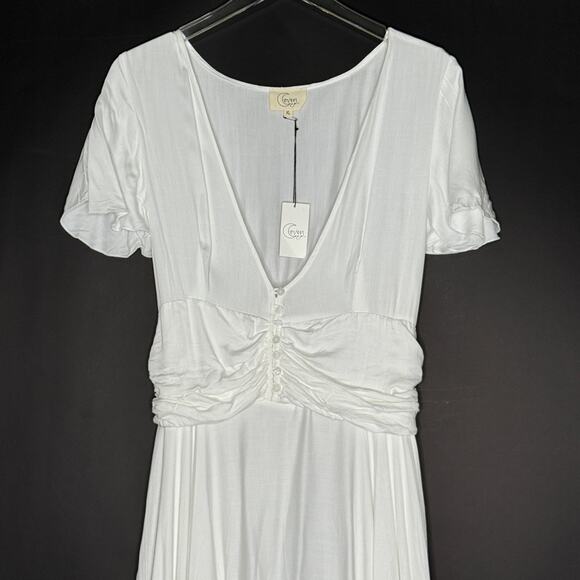 Coven and Co XL NEW Halo Gown Bump Friendly White Romantic Soft Flowy - Picture 5 of 15
